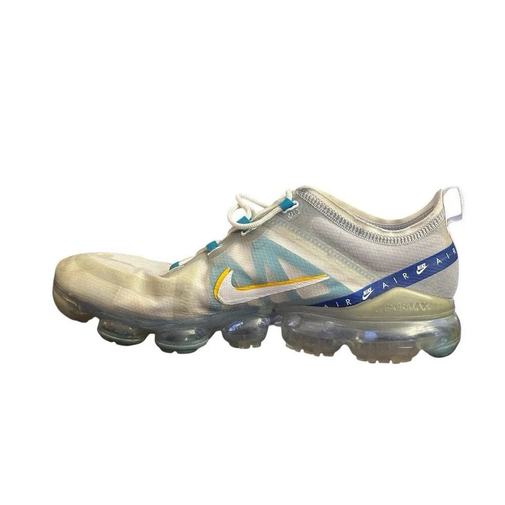 NIKE AIR VAPORMAX 2019 SHOES SIZE 11 MENS WHITE WOLF GREY BLUE UNIVERSITY GOLD